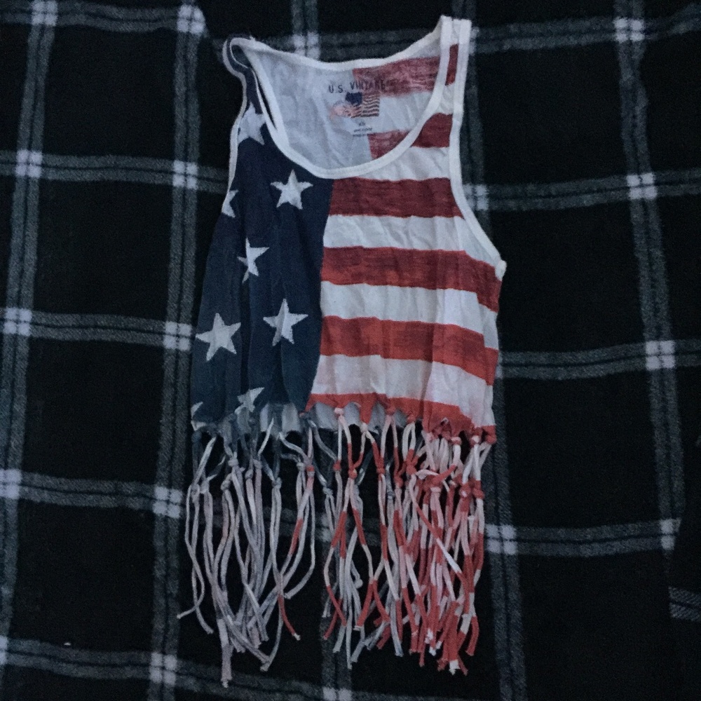American flag distressed crop top